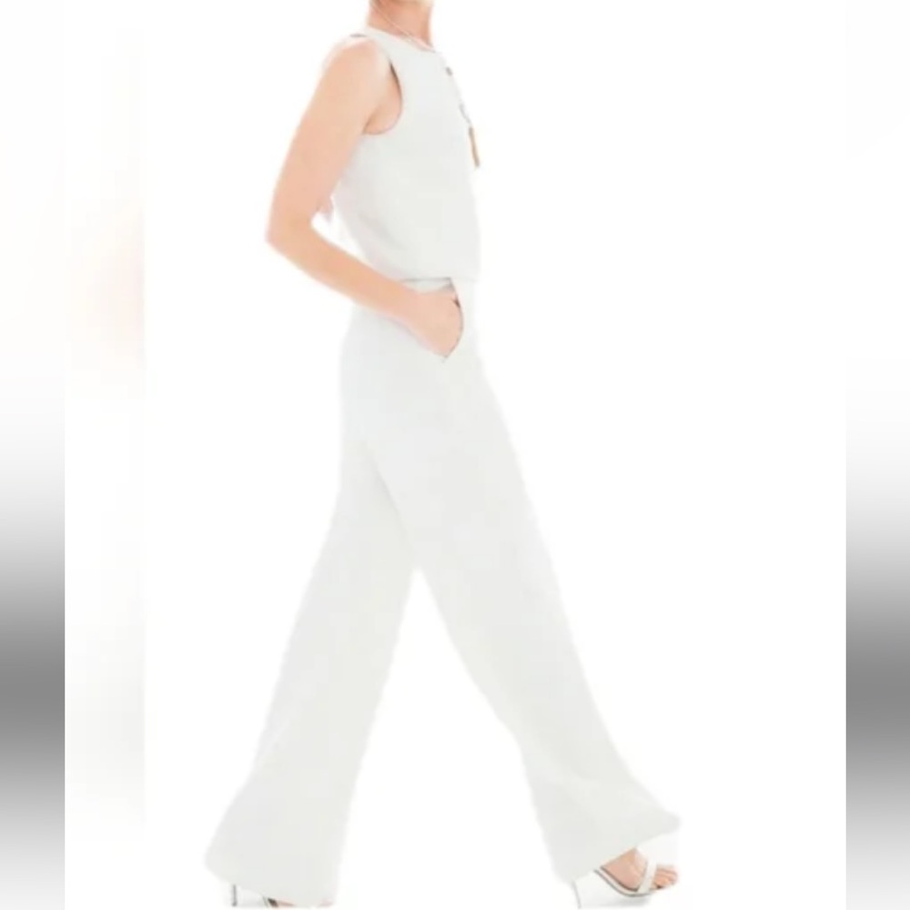 Chico's White Sleeveless Wide-Leg Jumpsuit